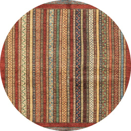 Round Machine Washable Abstract Tomato Red Rug, wshabs3455