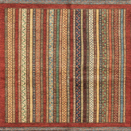 Square Abstract Red Modern Rug, abs3455