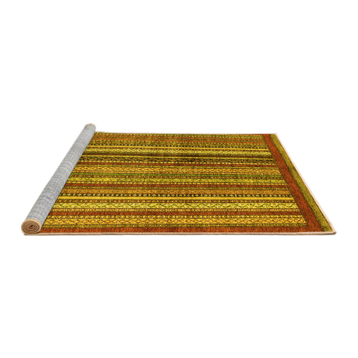 Sideview of Machine Washable Abstract Yellow Modern Rug, wshabs3455yw