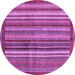 Round Machine Washable Abstract Purple Modern Area Rugs, wshabs3455pur