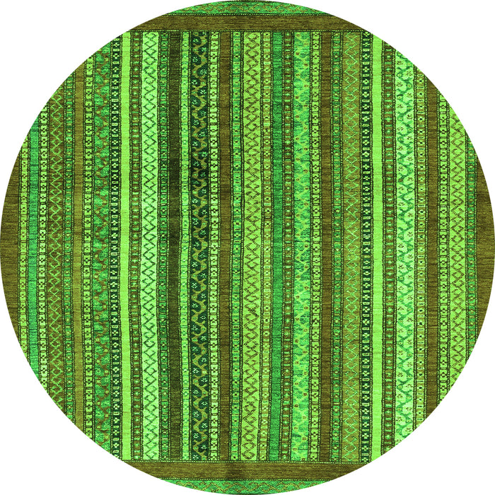 Round Machine Washable Abstract Green Modern Area Rugs, wshabs3455grn