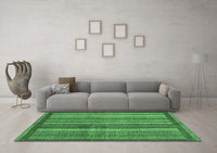 Machine Washable Abstract Emerald Green Modern Rug, wshabs3455emgrn