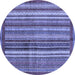 Round Machine Washable Abstract Blue Modern Rug, wshabs3455blu