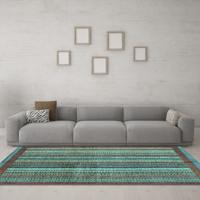 Machine Washable Abstract Light Blue Modern Rug in a Living Room, wshabs3455lblu