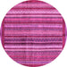 Round Machine Washable Abstract Pink Modern Rug, wshabs3455pnk