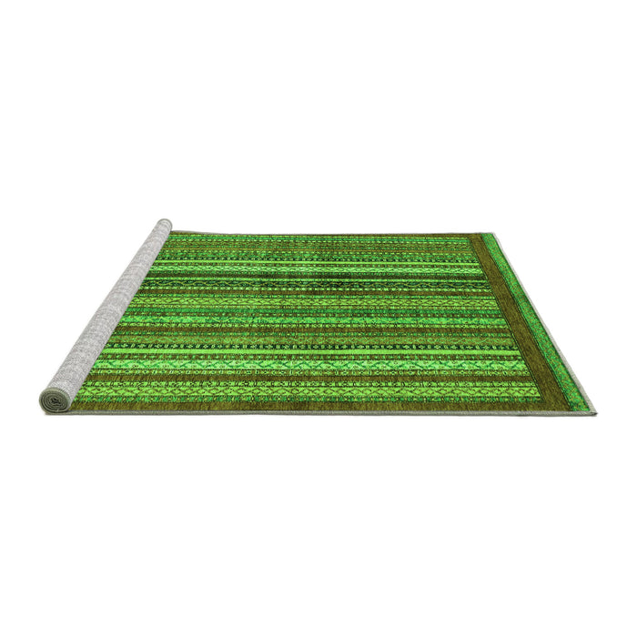Sideview of Machine Washable Abstract Green Modern Area Rugs, wshabs3455grn