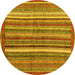 Round Abstract Yellow Modern Rug, abs3456yw