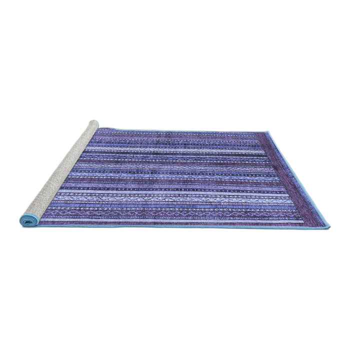 Sideview of Machine Washable Abstract Blue Modern Rug, wshabs3456blu