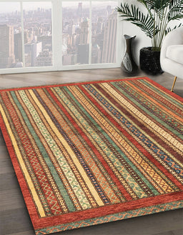 Abstract Red Modern Rug in Family Room, abs3456