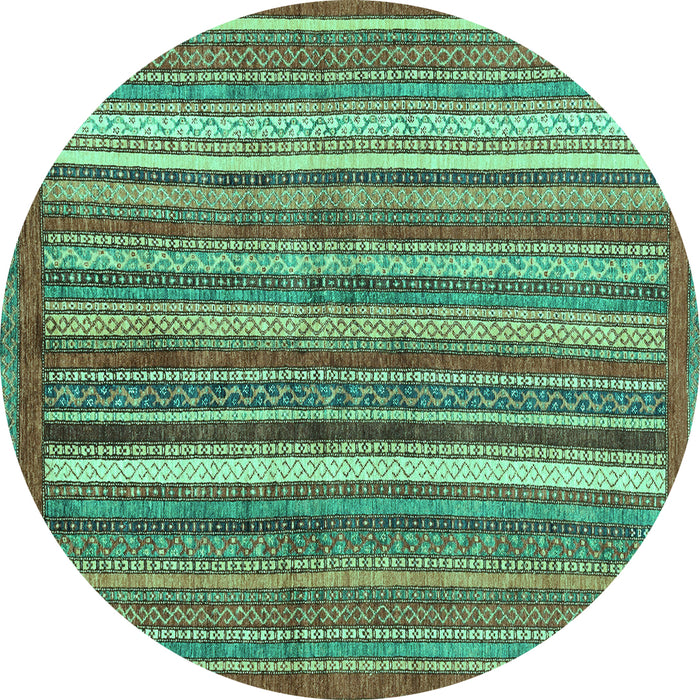 Round Abstract Turquoise Modern Rug, abs3456turq