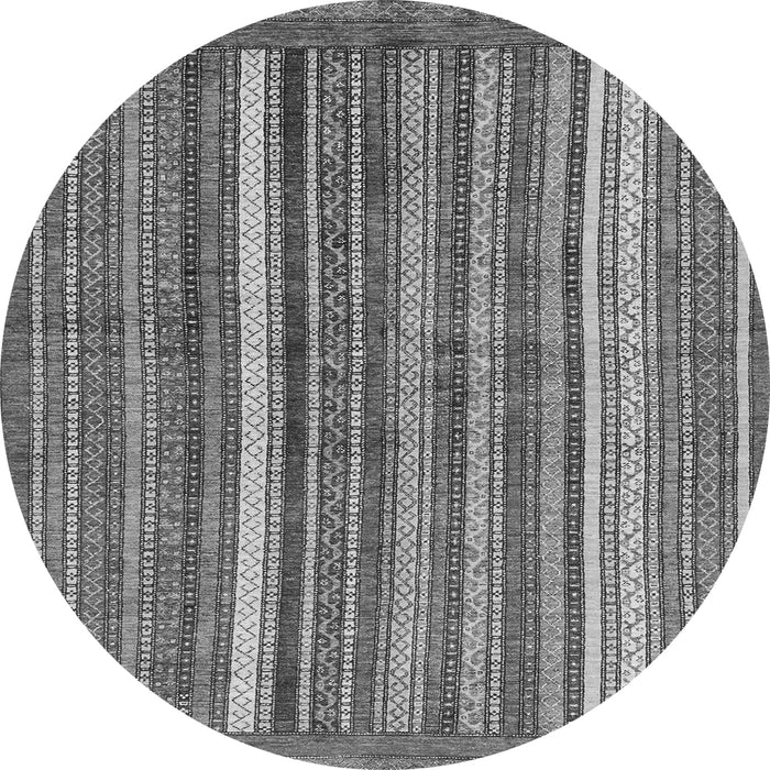 Round Machine Washable Abstract Gray Modern Rug, wshabs3456gry