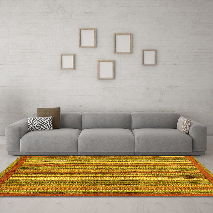 Machine Washable Abstract Yellow Modern Rug in a Living Room, wshabs3456yw