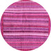 Round Machine Washable Abstract Pink Modern Rug, wshabs3456pnk