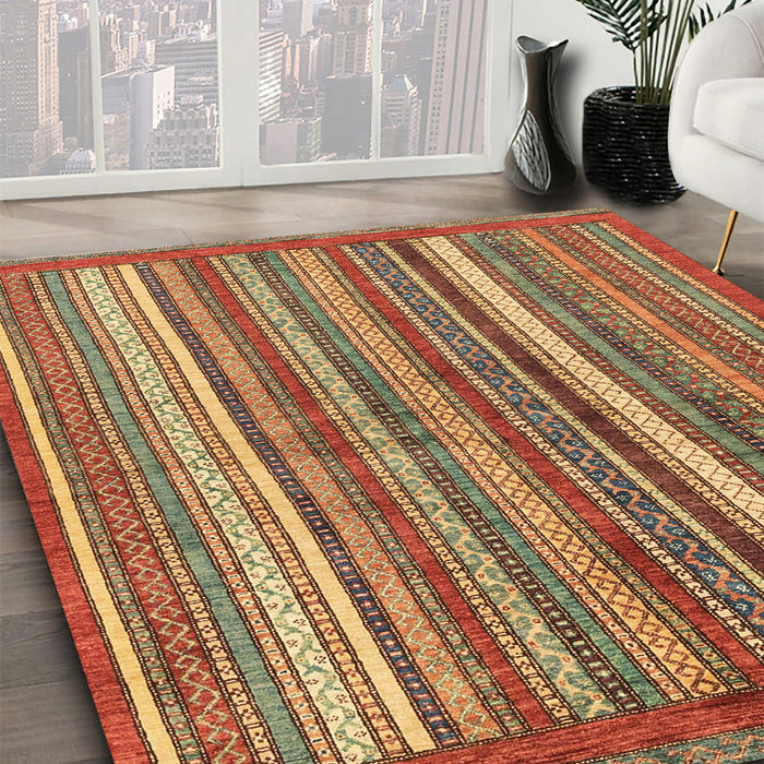 Machine Washable Abstract Tomato Red Rug in a Family Room, wshabs3456