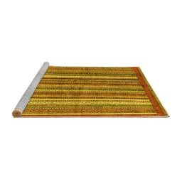 Sideview of Machine Washable Abstract Yellow Modern Rug, wshabs3456yw