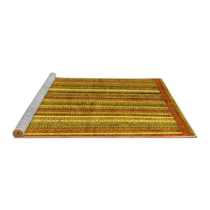 Sideview of Machine Washable Abstract Yellow Modern Rug, wshabs3456yw