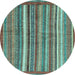 Round Abstract Light Blue Modern Rug, abs3456lblu