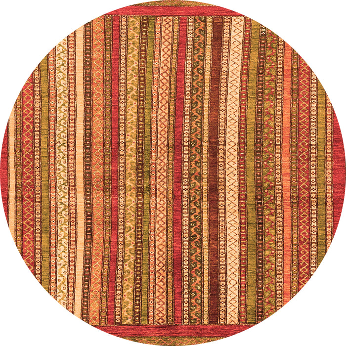 Round Abstract Orange Modern Rug, abs3456org