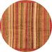 Round Abstract Orange Modern Rug, abs3456org