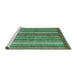 Sideview of Machine Washable Abstract Turquoise Modern Area Rugs, wshabs3456turq