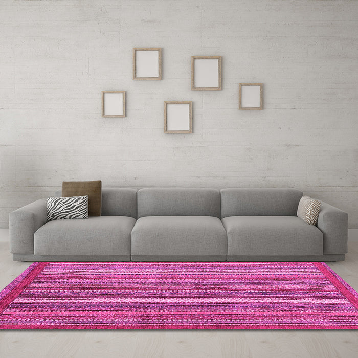 Machine Washable Abstract Pink Modern Rug in a Living Room, wshabs3456pnk