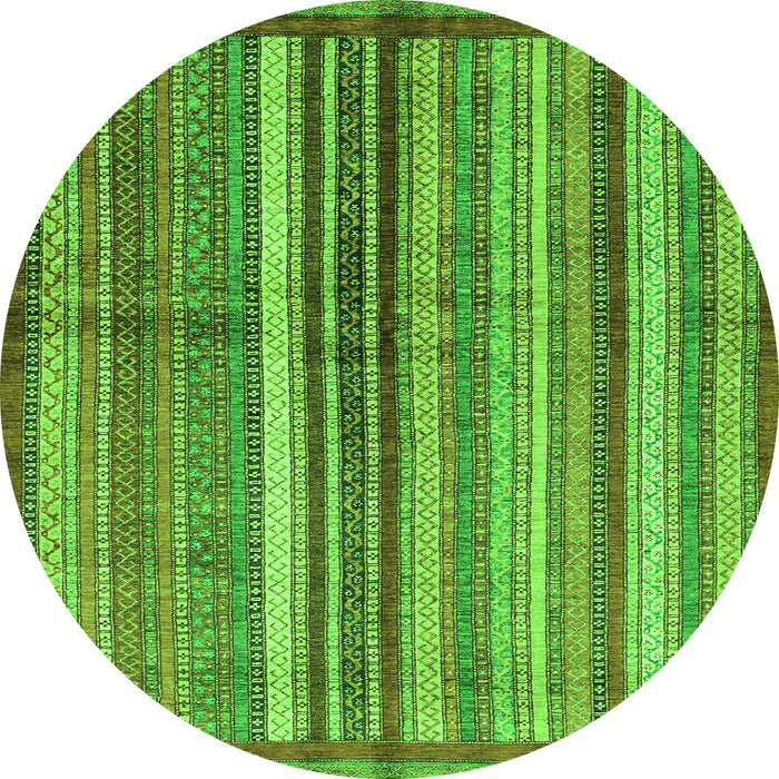 Round Abstract Green Modern Rug, abs3457grn