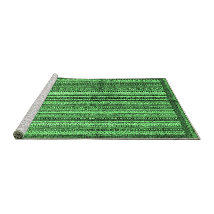 Sideview of Machine Washable Abstract Emerald Green Modern Area Rugs, wshabs3457emgrn