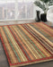 Abstract Metallic Gold Modern Rug in Family Room, abs3457