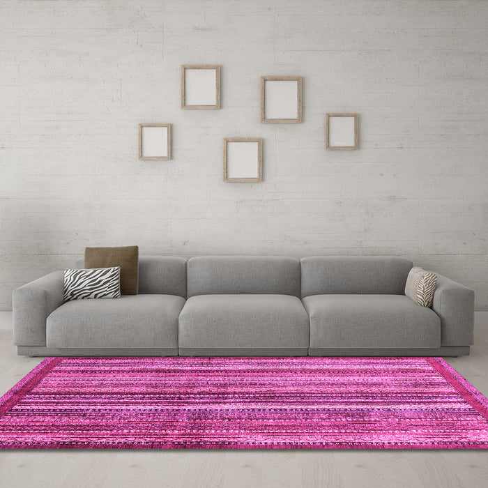 Machine Washable Abstract Pink Modern Rug in a Living Room, wshabs3457pnk