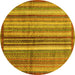 Round Abstract Yellow Modern Rug, abs3457yw