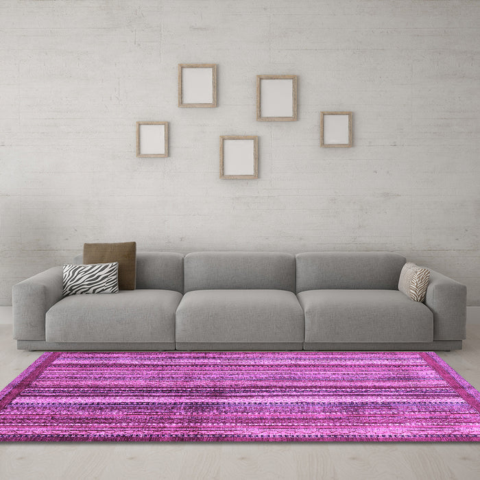 Machine Washable Abstract Purple Modern Area Rugs in a Living Room, wshabs3457pur