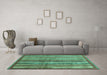 Machine Washable Abstract Turquoise Modern Area Rugs in a Living Room,, wshabs3457turq