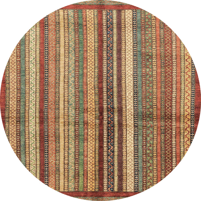Round Machine Washable Abstract Metallic Gold Rug, wshabs3457