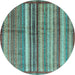 Round Machine Washable Abstract Light Blue Modern Rug, wshabs3457lblu