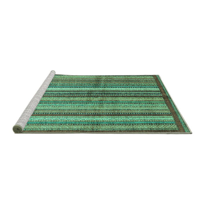 Sideview of Machine Washable Abstract Turquoise Modern Area Rugs, wshabs3457turq