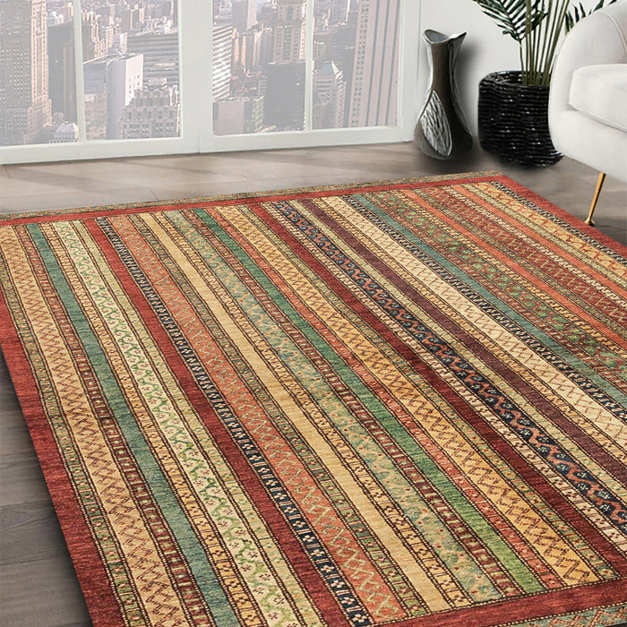 Machine Washable Abstract Metallic Gold Rug in a Family Room, wshabs3457