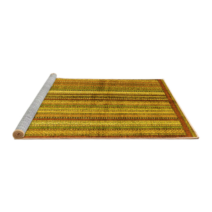 Sideview of Machine Washable Abstract Yellow Modern Rug, wshabs3457yw
