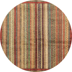 Round Abstract Metallic Gold Modern Rug, abs3457