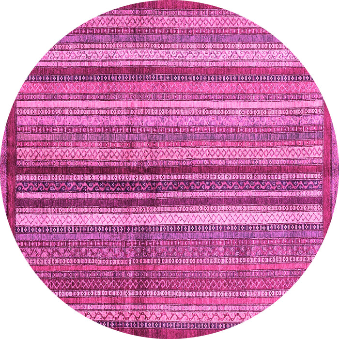 Round Machine Washable Abstract Pink Modern Rug, wshabs3457pnk