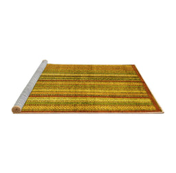 Sideview of Machine Washable Abstract Yellow Modern Rug, wshabs3458yw