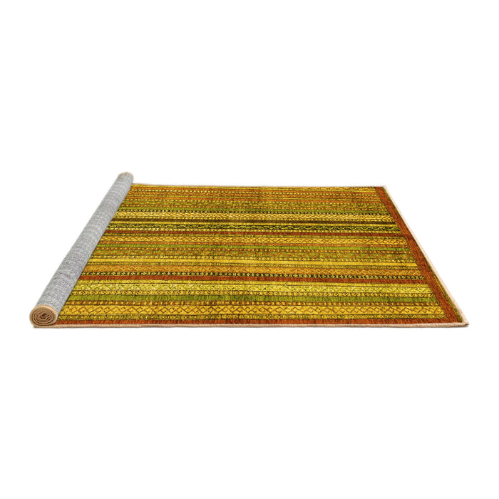 Sideview of Machine Washable Abstract Yellow Modern Rug, wshabs3458yw