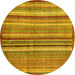 Round Machine Washable Abstract Yellow Modern Rug, wshabs3458yw