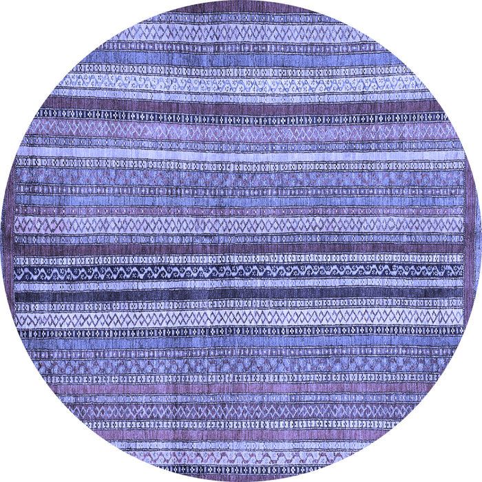 Round Machine Washable Abstract Blue Modern Rug, wshabs3458blu