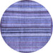 Round Machine Washable Abstract Blue Modern Rug, wshabs3458blu