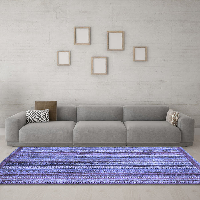 Machine Washable Abstract Blue Modern Rug in a Living Room, wshabs3458blu