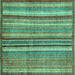 Square Abstract Turquoise Modern Rug, abs3458turq