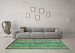 Machine Washable Abstract Turquoise Modern Area Rugs in a Living Room,, wshabs3458turq