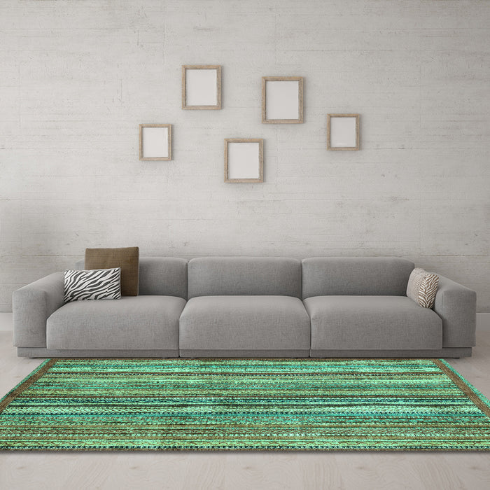 Machine Washable Abstract Turquoise Modern Area Rugs in a Living Room,, wshabs3458turq