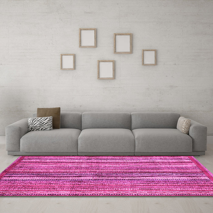 Machine Washable Abstract Pink Modern Rug in a Living Room, wshabs3458pnk