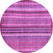 Round Machine Washable Abstract Purple Modern Area Rugs, wshabs3458pur